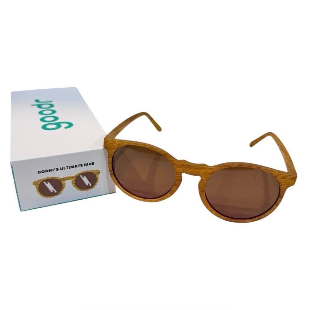 Goodr Circle G Polarized Sunglasses “Bodhi’s Ultimate Ride” Wood Grain w/Box